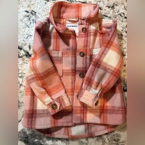 Old Navy Kids Plaid Button-Down Shirt - Pink and Orange